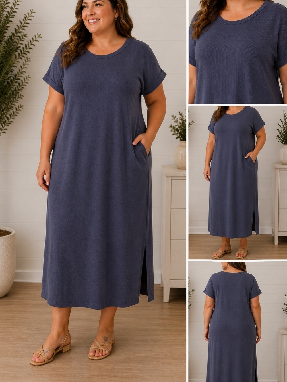 Time and Tru Navy Ribbed Dress